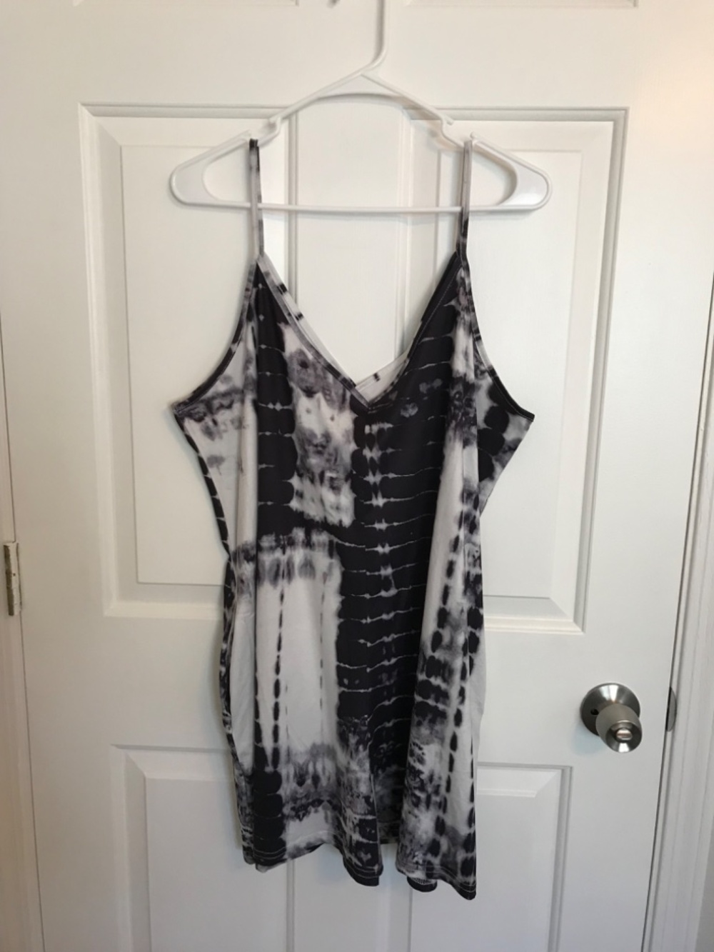 Summer Tie-Dye Casual Spaghetti Strap Shorts Romper Onesie Size XXL Black White - Picture 3 of 8